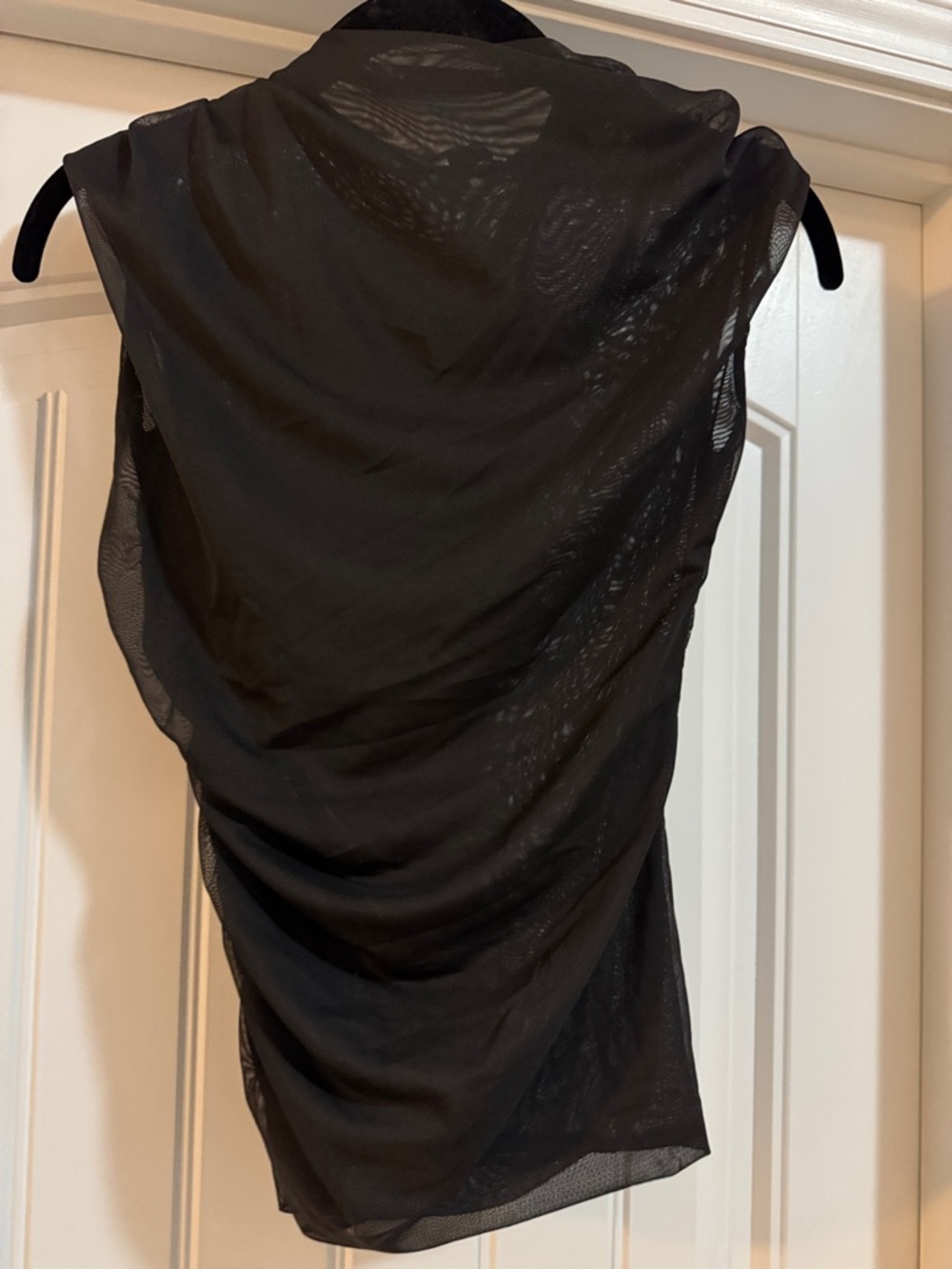 PrettyLittleThing Black Sheer Draped Back Sleeveless Top